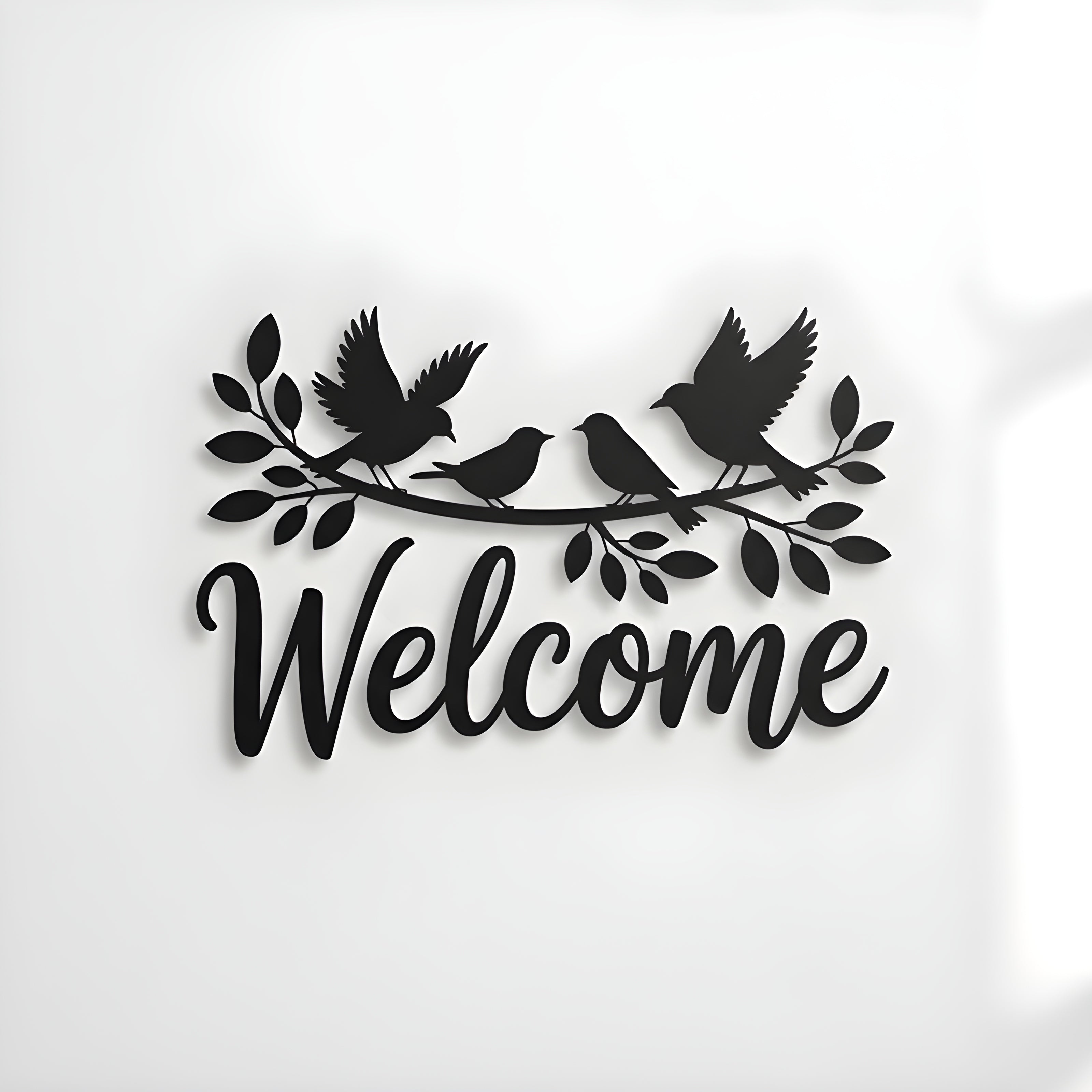 ✨ Backlit “Welcome” Metal Wall Sign with Birds