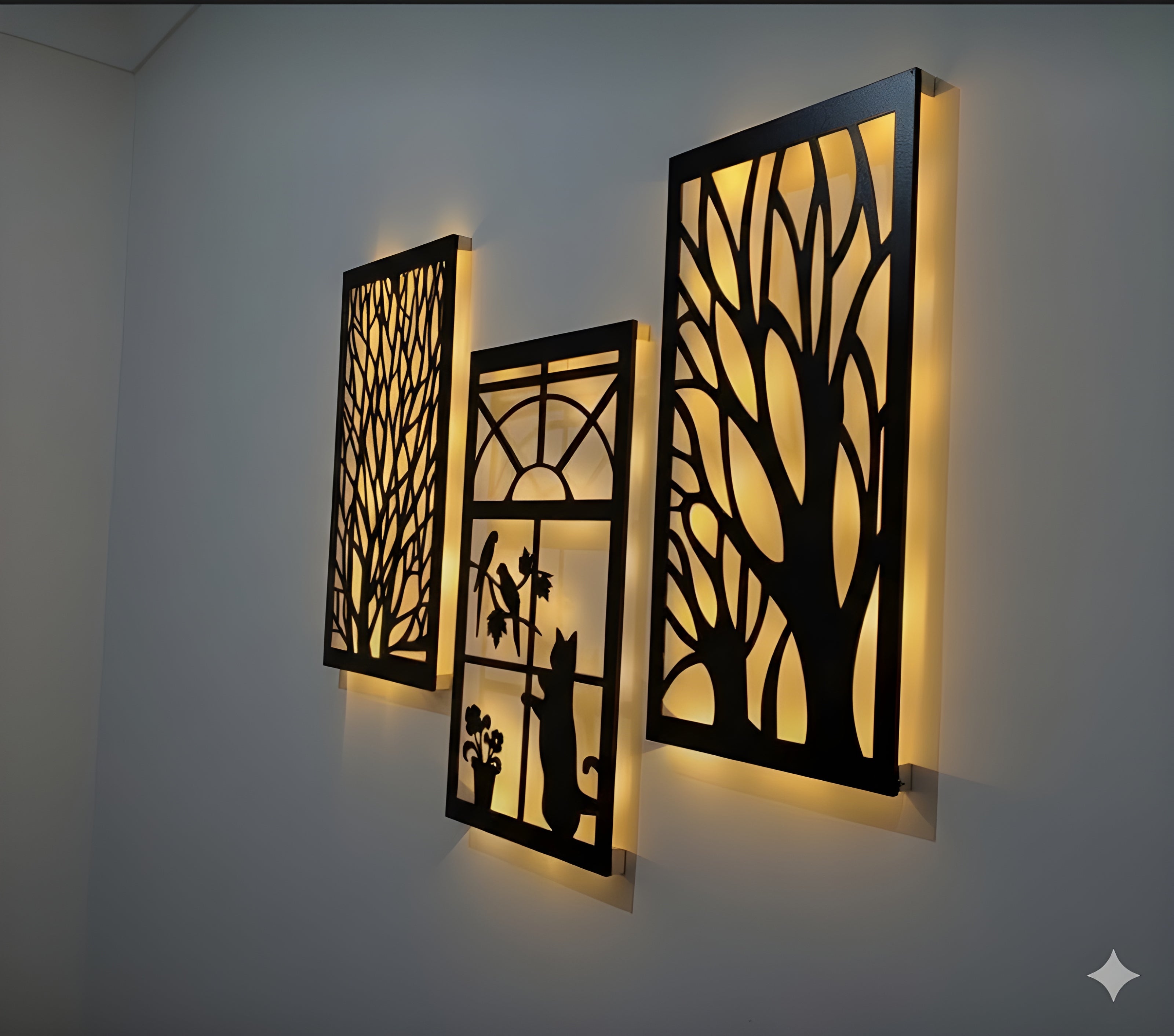 Illuminated Metal Frame Wall Art Panels
