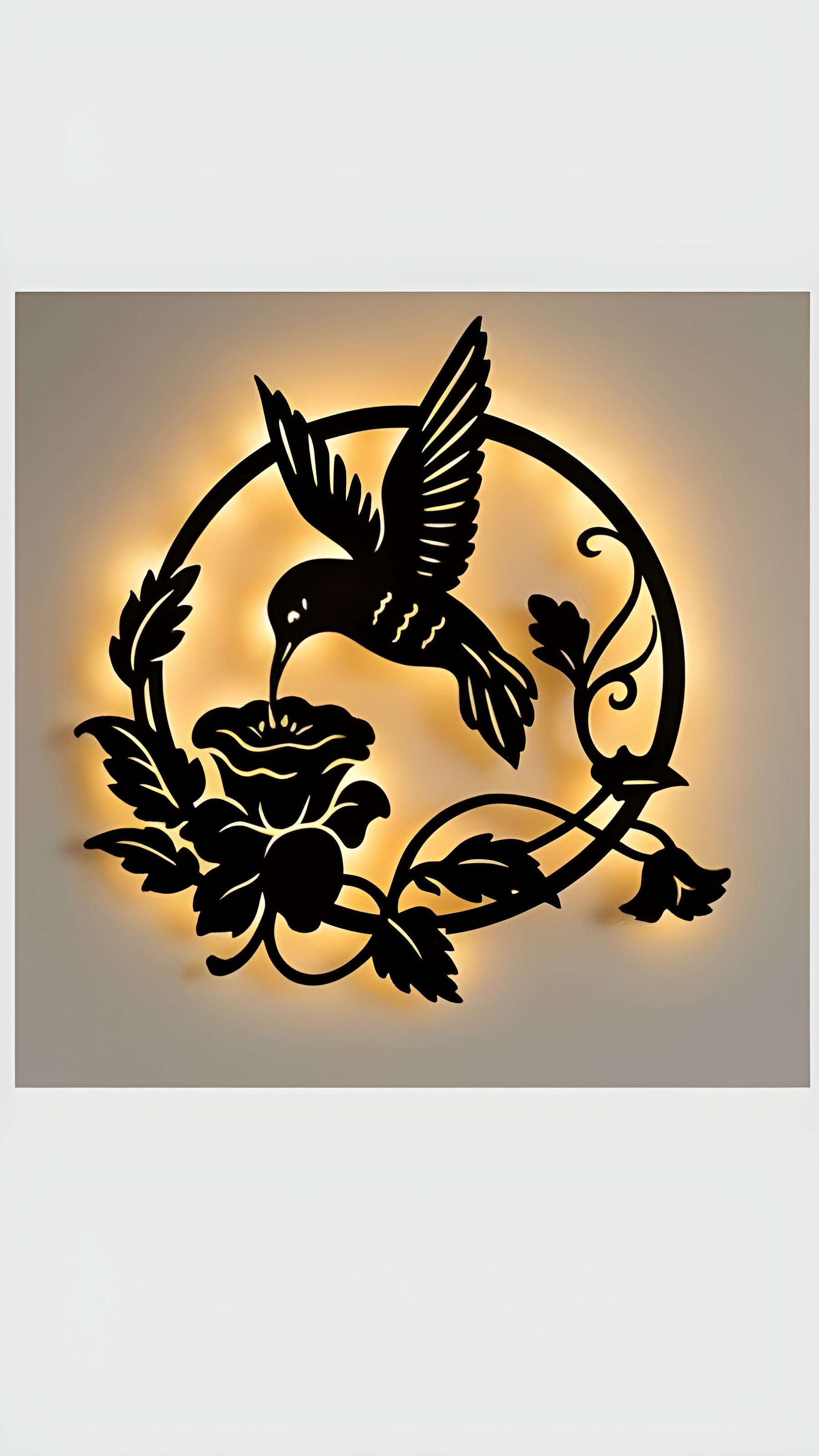 ✨ Backlit Hummingbird Metal Wall Art