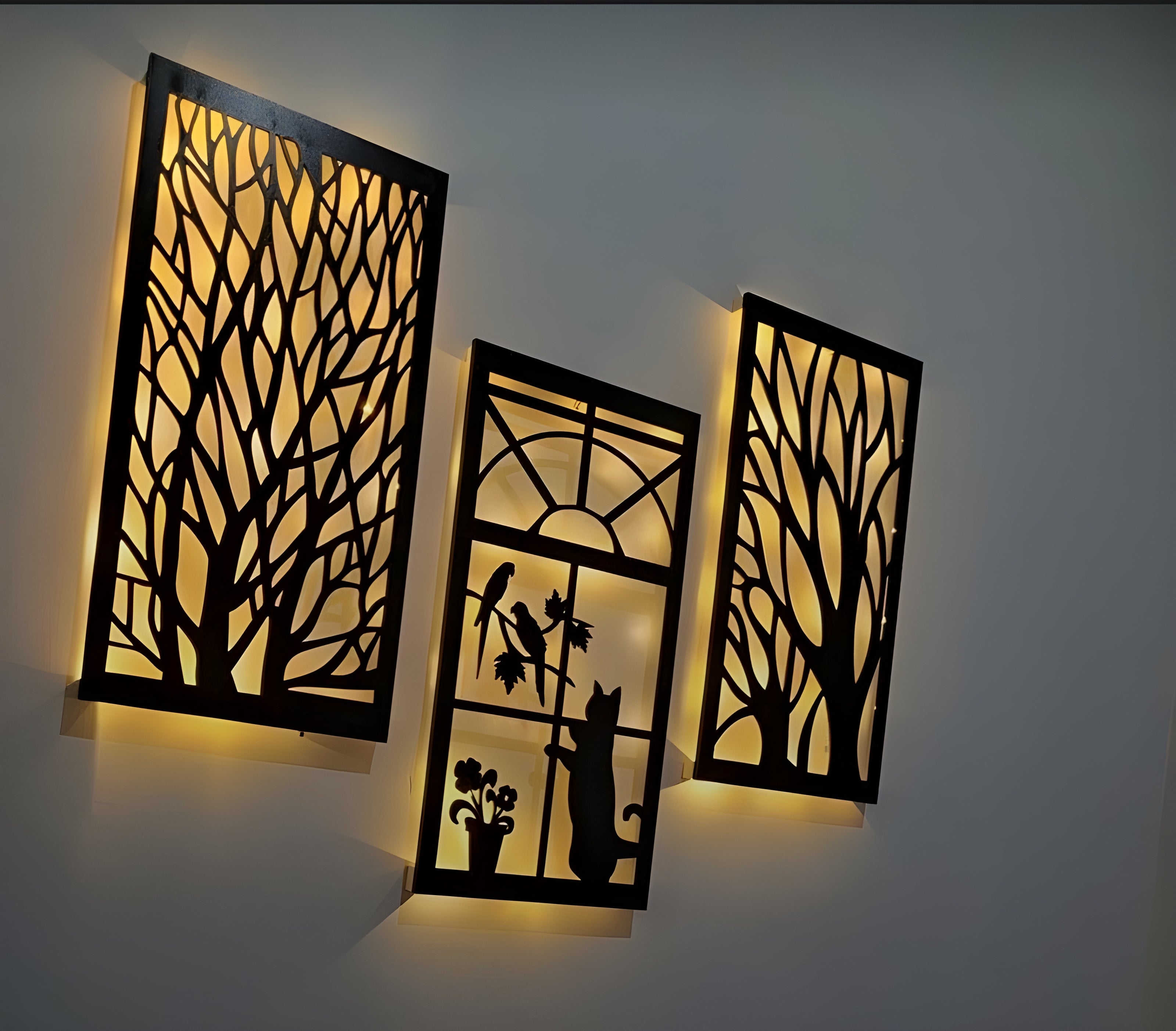 Illuminated Metal Frame Wall Art Panels